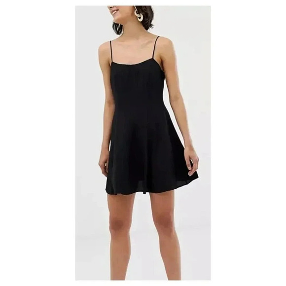 MINKPINK Black Fit & Flare Dress Size M Corset Tie Back Skater Cocktail Dress - Picture 1 of 8
